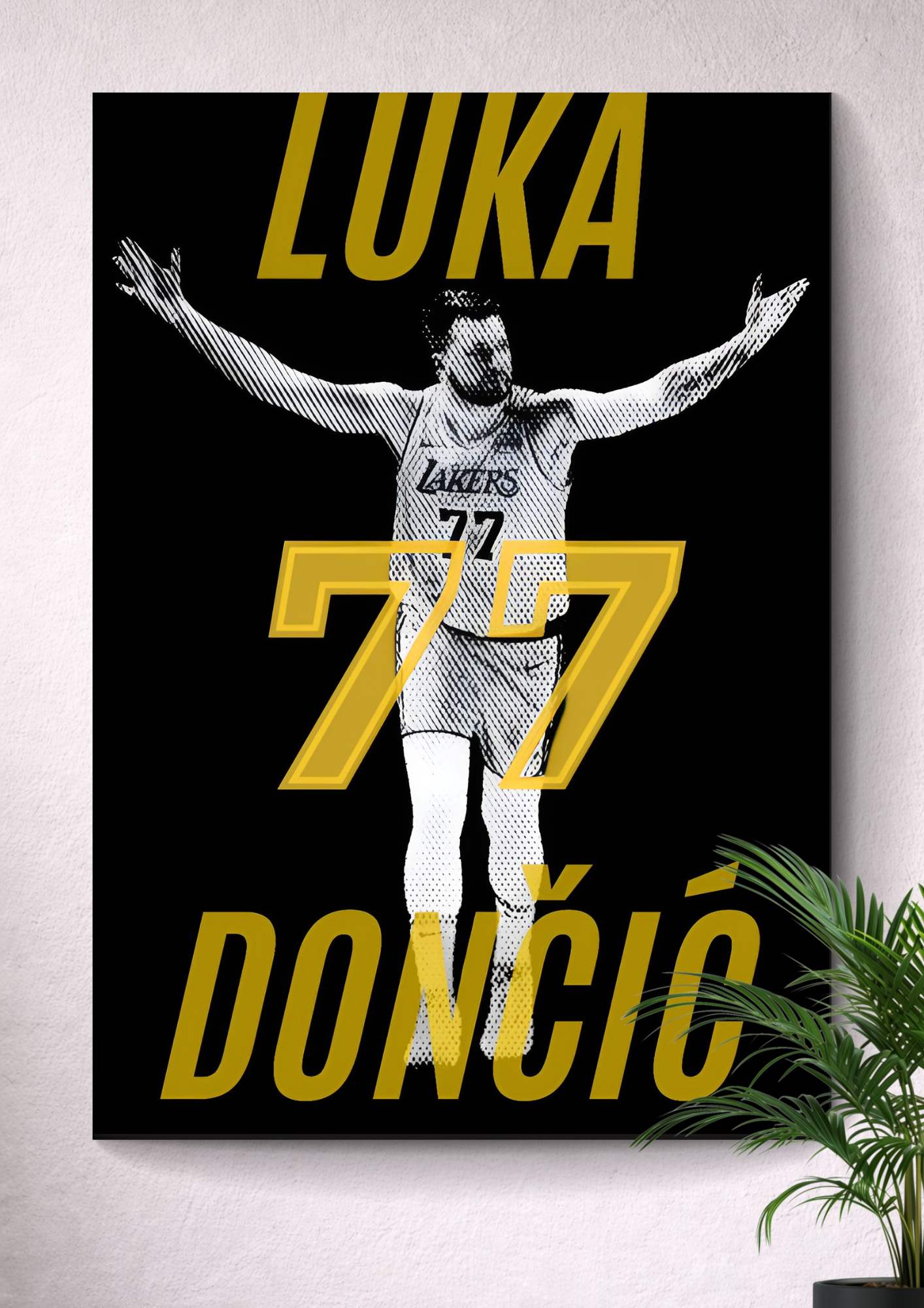 LUKA DONCIC LOS ANGELES LAKERS POSTER – CONCEPT JERSEY #77 NBA CANVAS ART PRINT