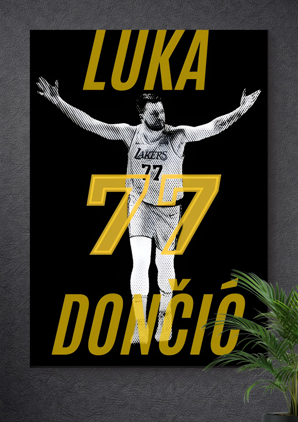 LUKA DONCIC LOS ANGELES LAKERS POSTER – CONCEPT JERSEY #77 NBA CANVAS ART PRINT