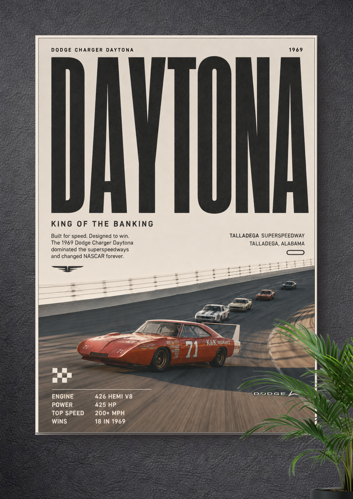 DODGE DAYTONA #71: THE 200+ MPH LEGEND | NASCAR POSTER