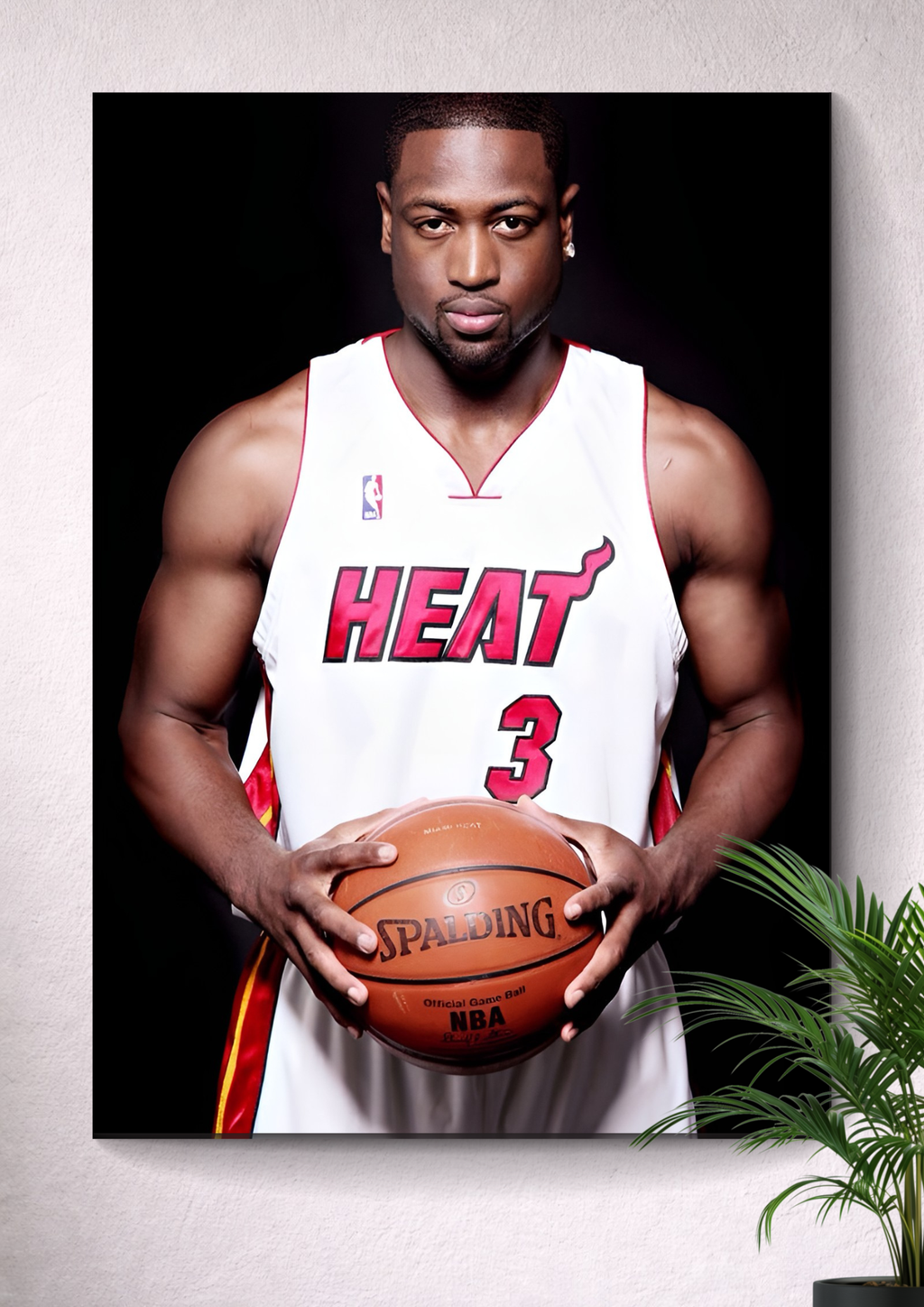 DWYANE WADE MIAMI HEAT POSTER – #3 VINTAGE HOME JERSEY NBA CANVAS ART PRINT