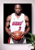 DWYANE WADE MIAMI HEAT POSTER – #3 VINTAGE HOME JERSEY NBA CANVAS ART PRINT