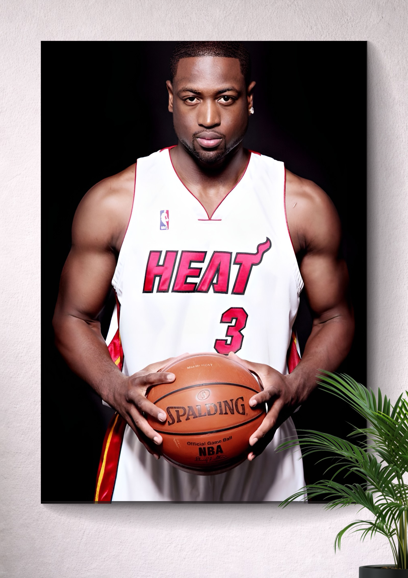 DWYANE WADE MIAMI HEAT POSTER – #3 VINTAGE HOME JERSEY NBA CANVAS ART PRINT