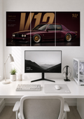 V12 TWELVE CYLINDERS CUSTOM LUXURY CAR TRIPTYCH CANVAS POSTER | SPLIT POSTER