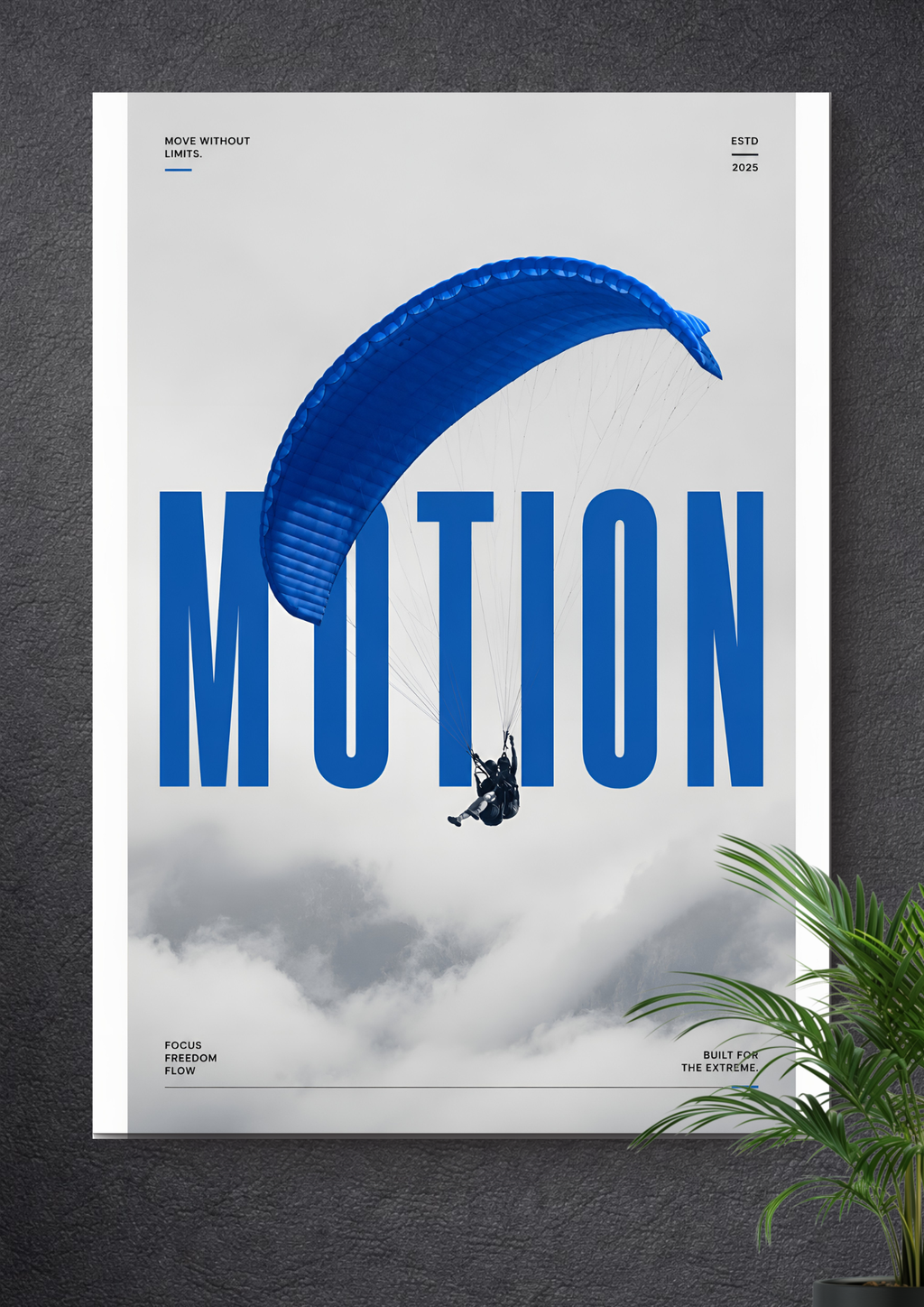 PARAGLIDING FLIGHT | MINIMALIST BLUE CANOPY SKY ART POSTER