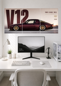 V12 POWER ELEGANCE TWELVE LUXURY CAR TRIPTYCH CANVAS POSTER | SPLIT POSTER