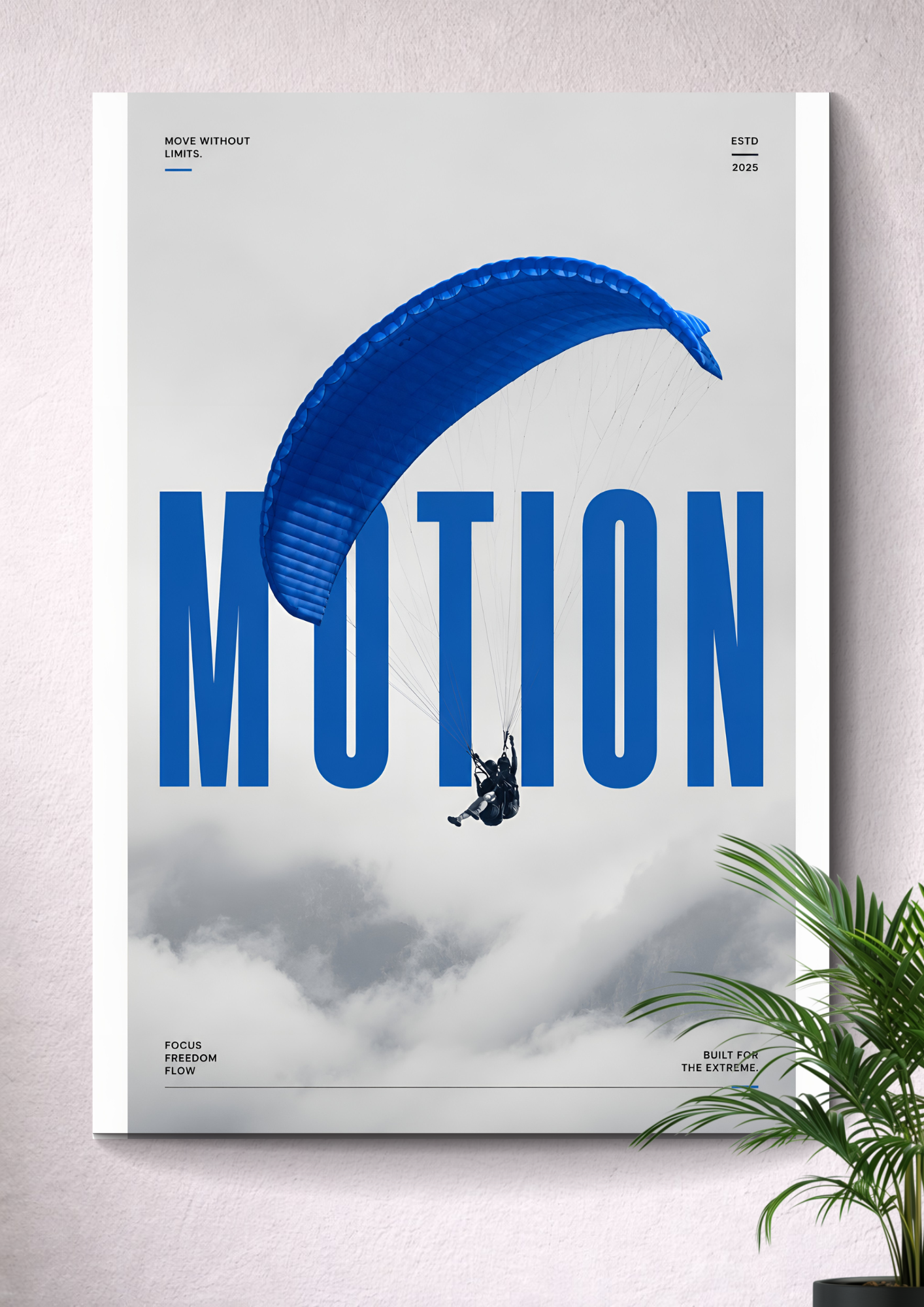 PARAGLIDING FLIGHT | MINIMALIST BLUE CANOPY SKY ART POSTER