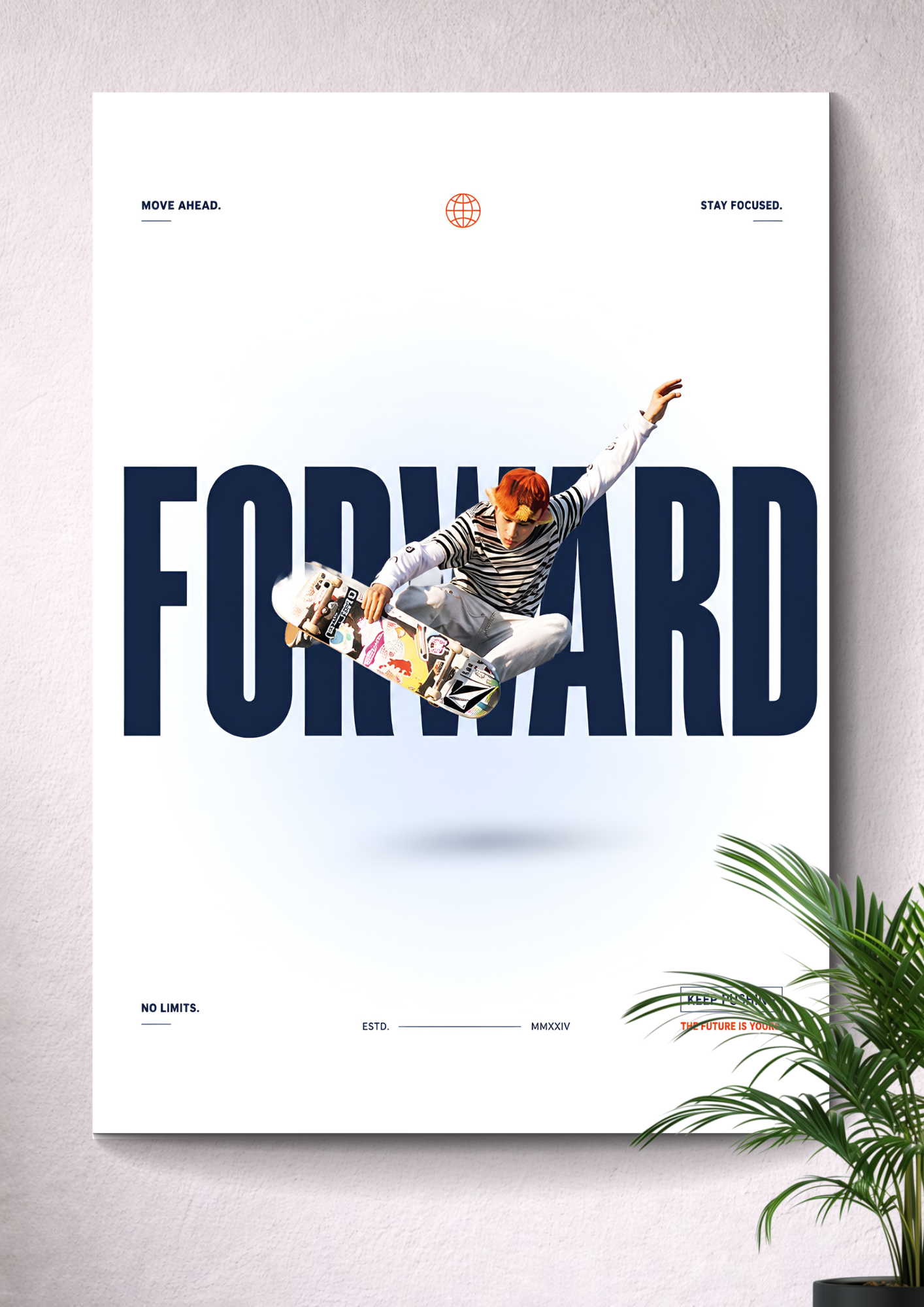 SKATEBOARDING MID-AIR GRAB | MINIMALIST FORWARD TYPOGRAPHY ART POSTER