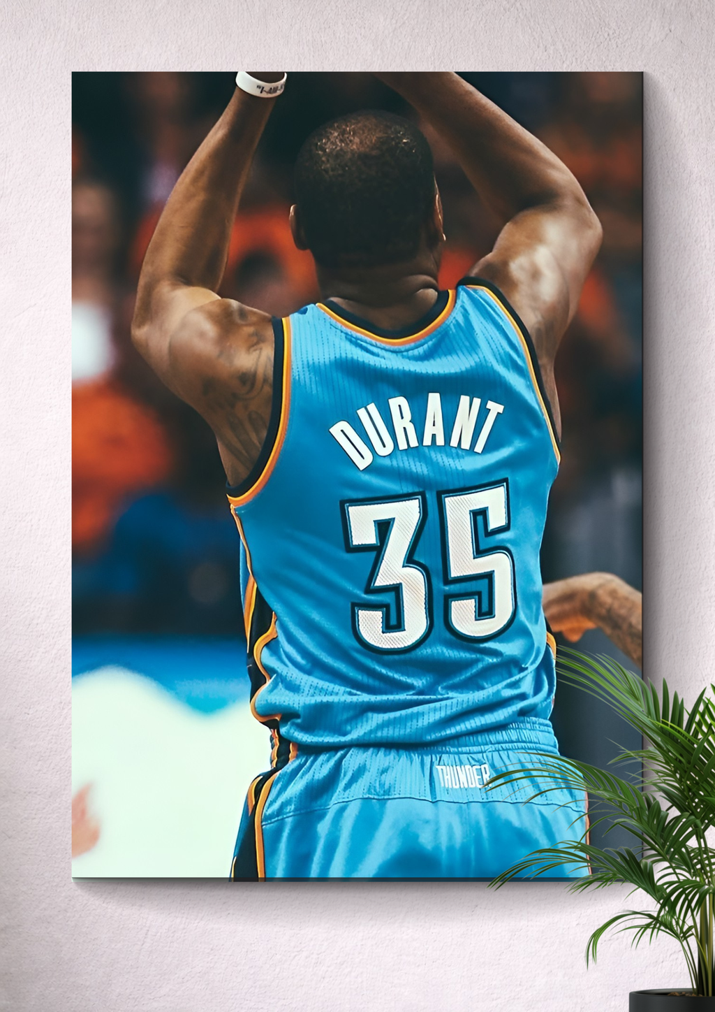 KEVIN DURANT OKLAHOMA CITY THUNDER POSTER – #35 RETRO BLUE JERSEY NBA CANVAS ART PRINT