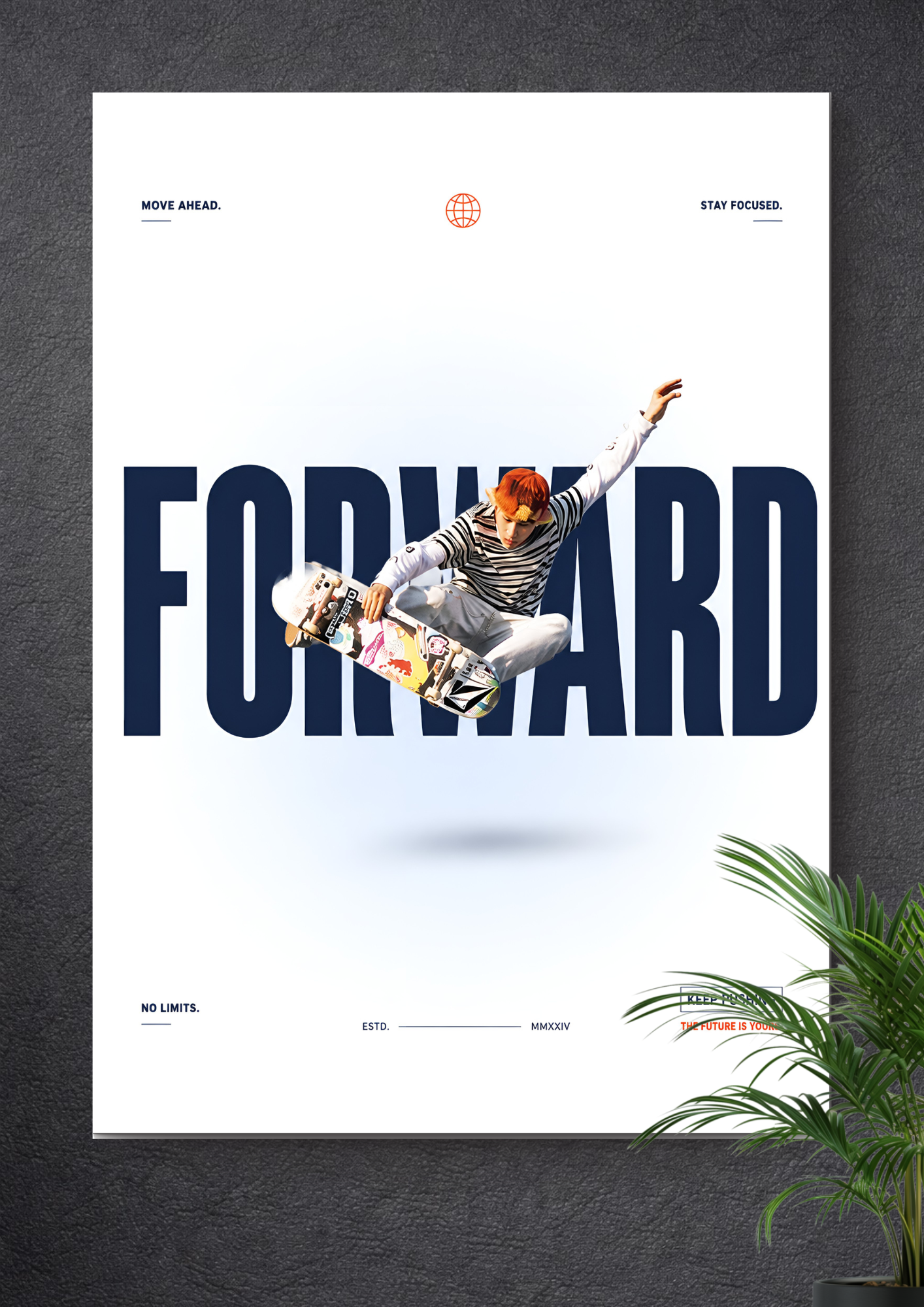 SKATEBOARDING MID-AIR GRAB | MINIMALIST FORWARD TYPOGRAPHY ART POSTER