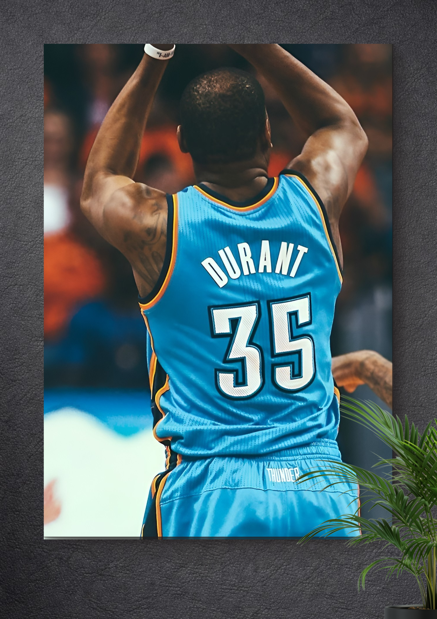 KEVIN DURANT OKLAHOMA CITY THUNDER POSTER – #35 RETRO BLUE JERSEY NBA CANVAS ART PRINT