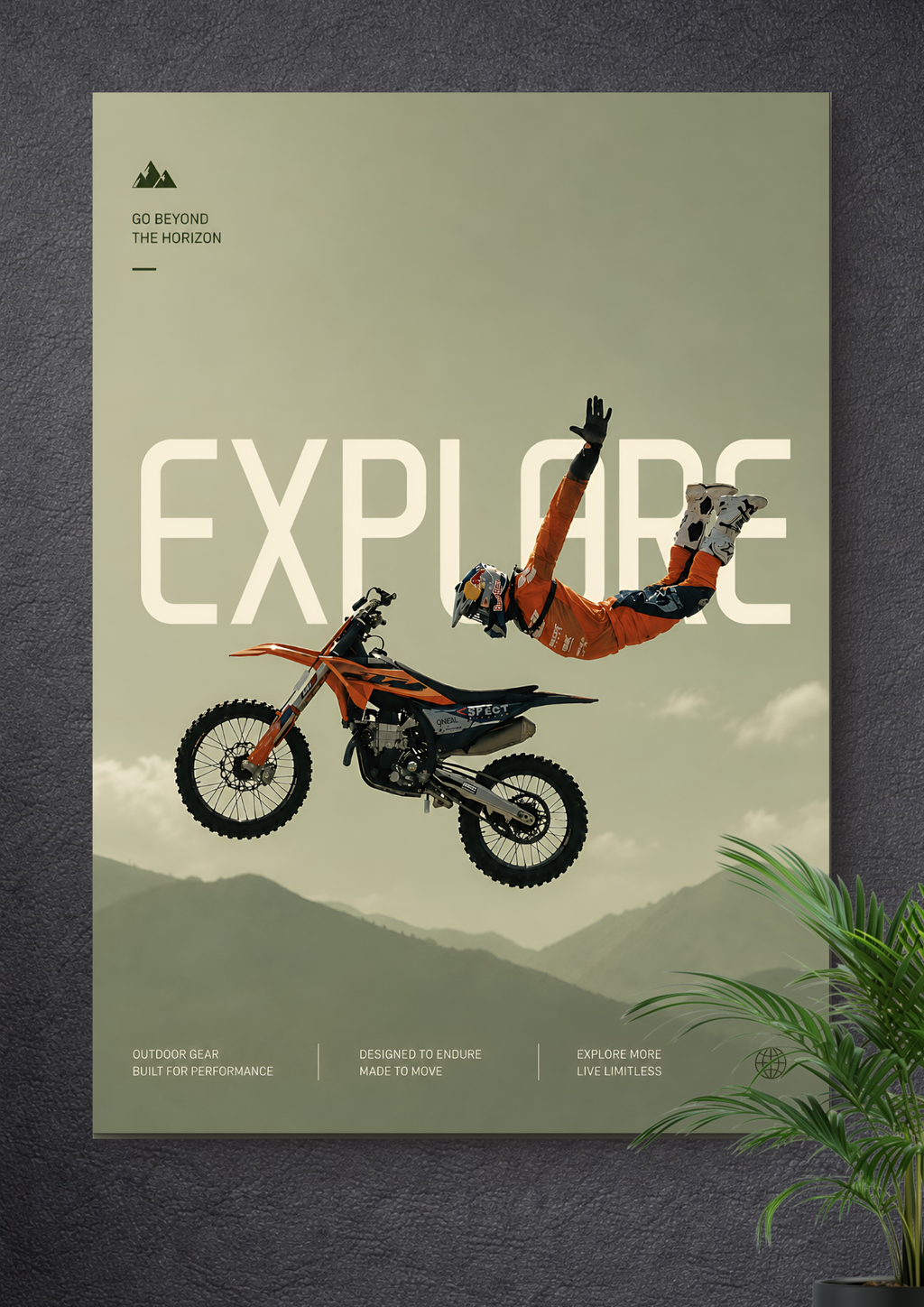 FREESTYLE MOTOCROSS MID-AIR STUNT | EXPLORE TYPOGRAPHY DIRT BIKE ART POSTER
