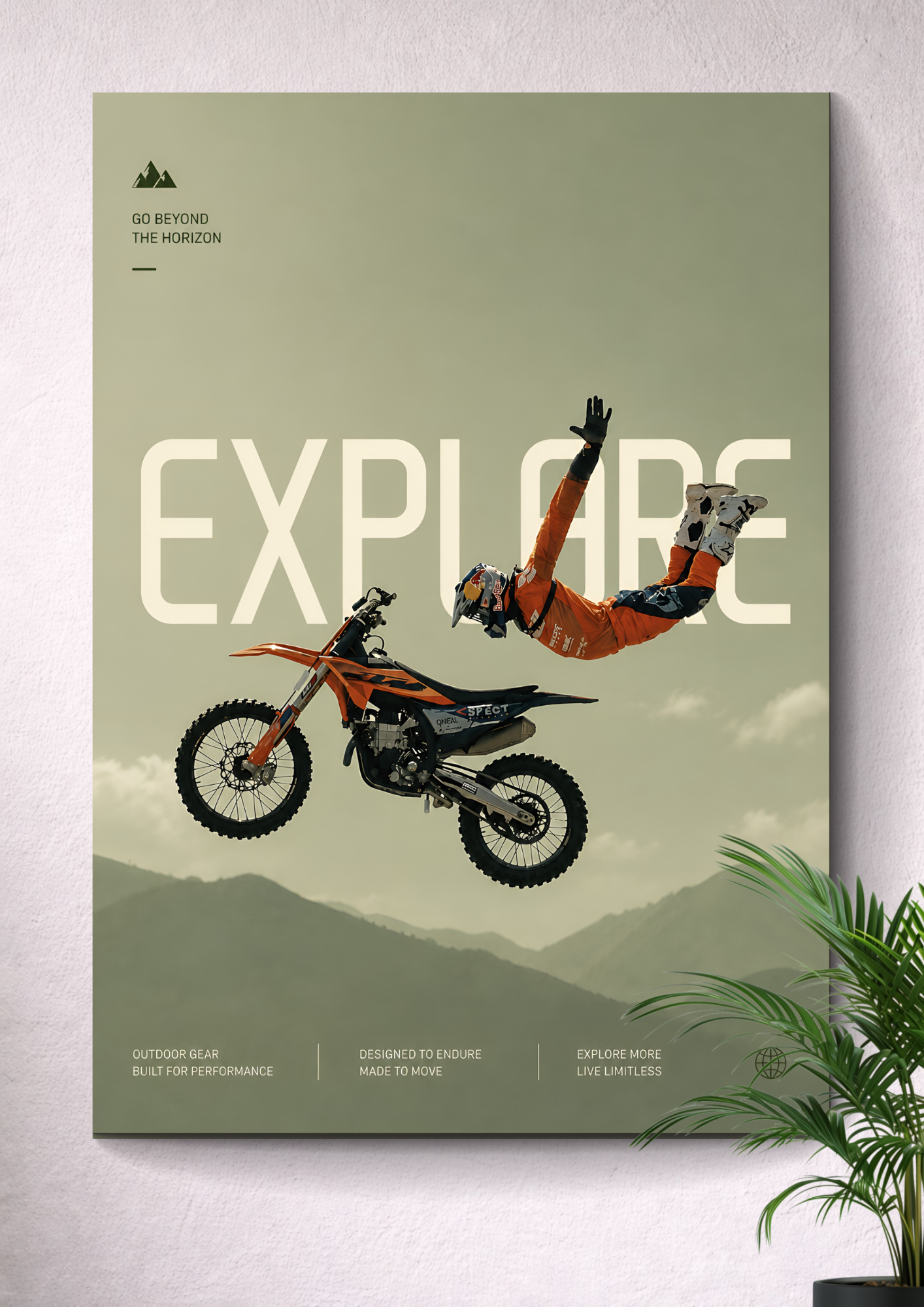 FREESTYLE MOTOCROSS MID-AIR STUNT | EXPLORE TYPOGRAPHY DIRT BIKE ART POSTER