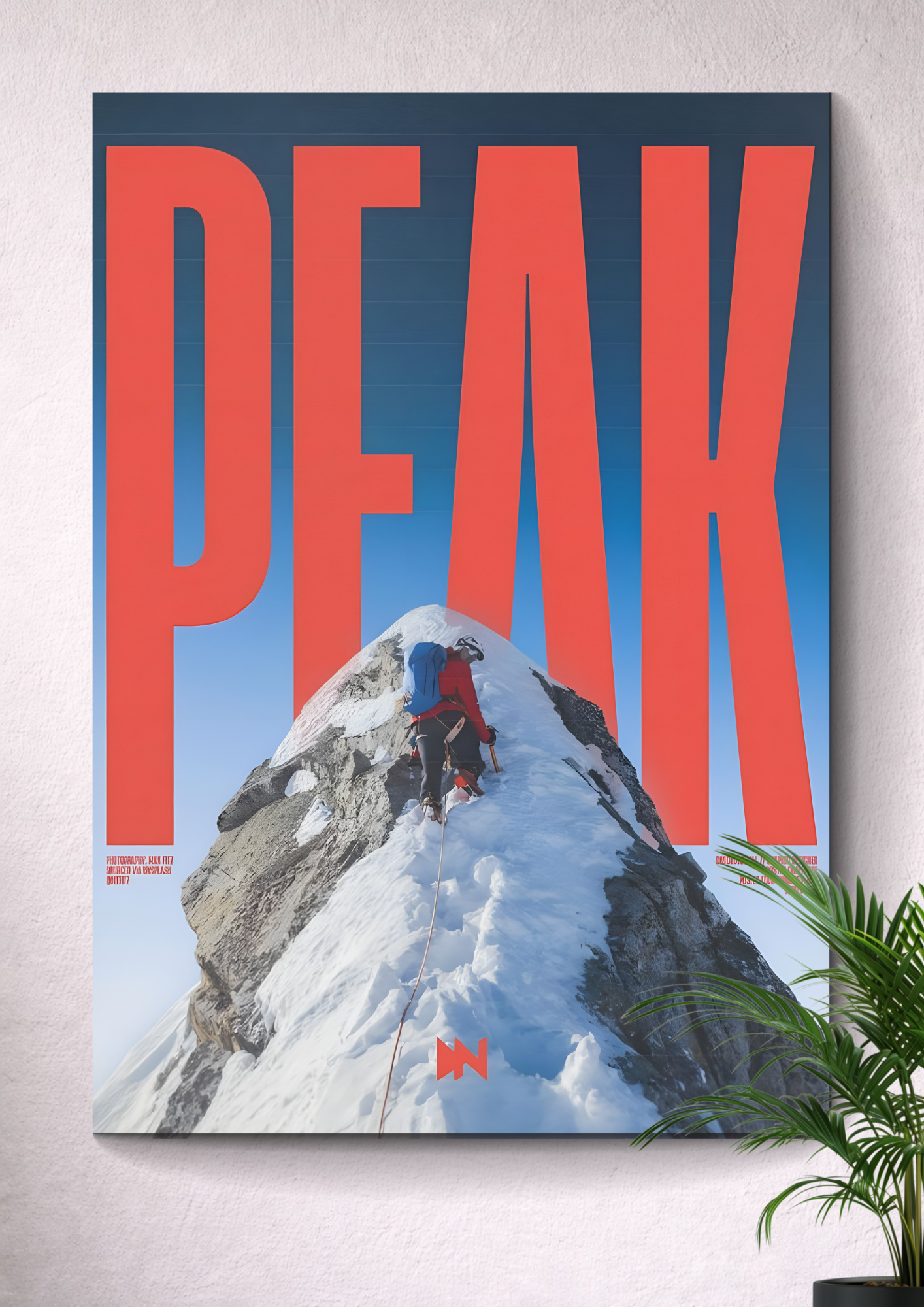 MOUNTAIN CLIMBING GLACIER ASCENT | PEAK TYPOGRAPHY ALPINE RIDGE ART POSTER