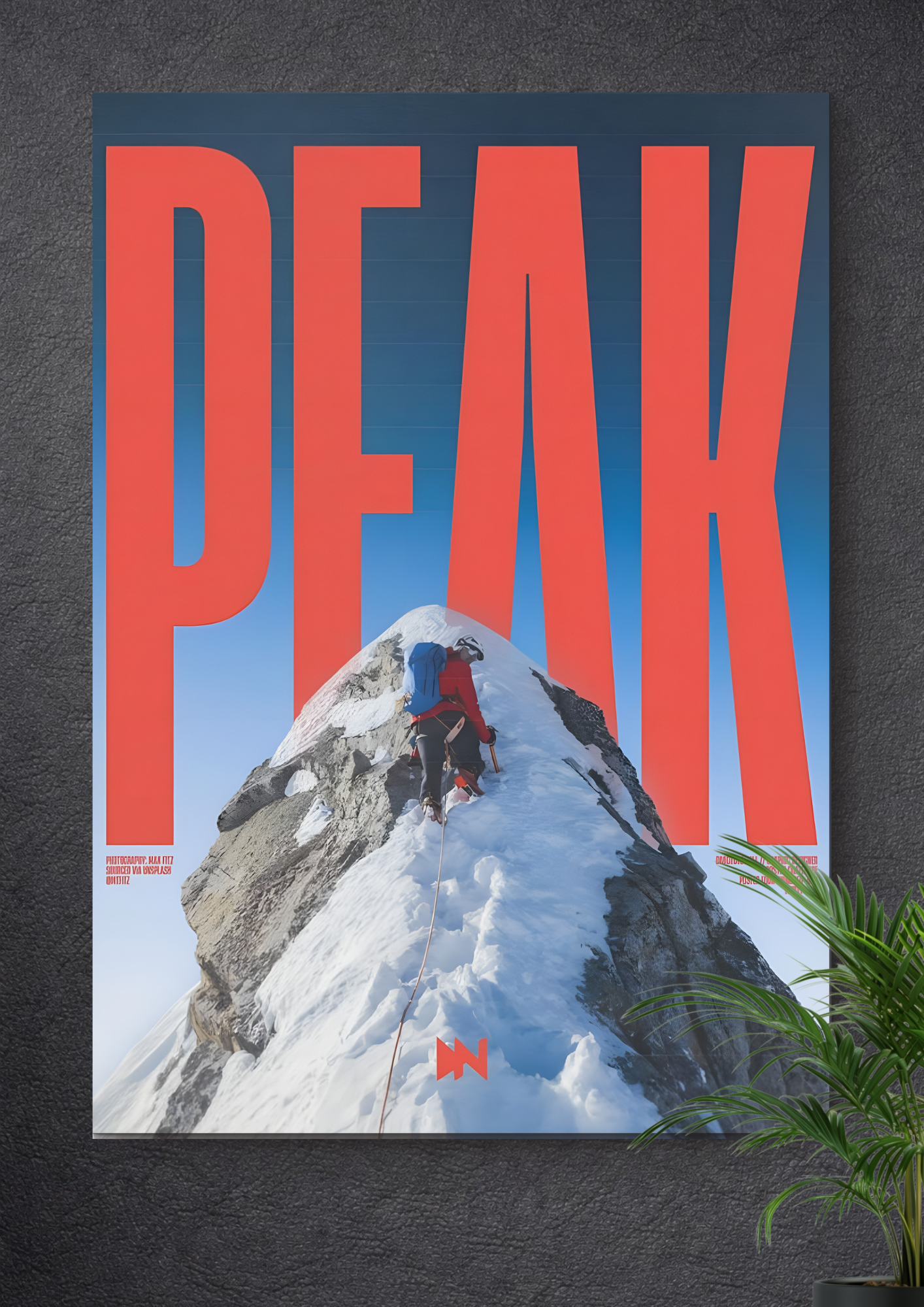MOUNTAIN CLIMBING GLACIER ASCENT | PEAK TYPOGRAPHY ALPINE RIDGE ART POSTER