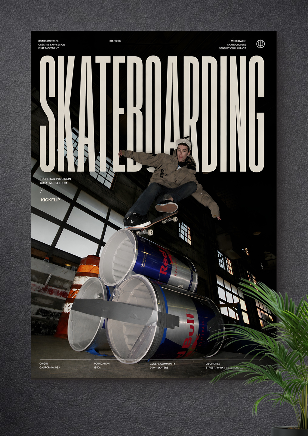SKATEBOARDING KICKFLIP TRICK | URBAN EXTREME SPORTS ART POSTER