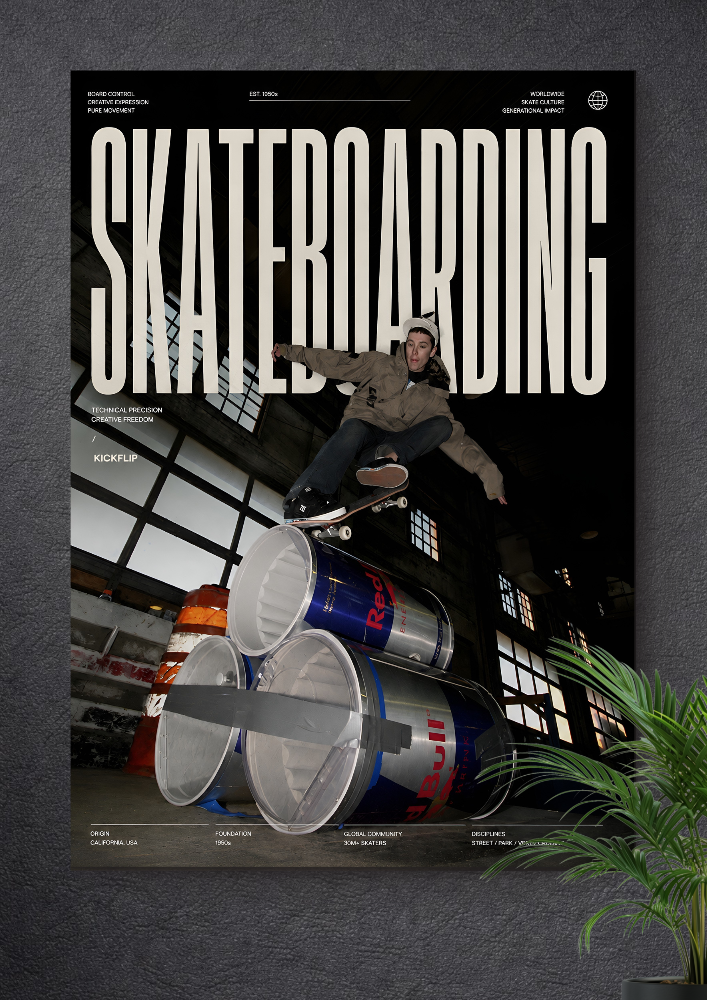 SKATEBOARDING KICKFLIP TRICK | URBAN EXTREME SPORTS ART POSTER