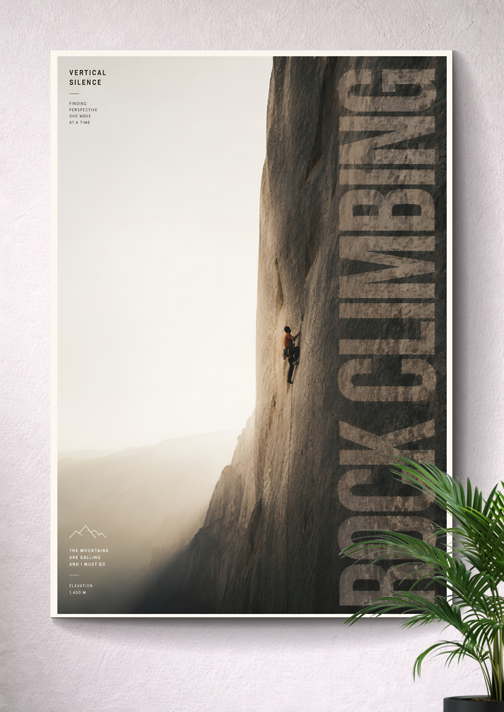 ROCK CLIMBING VERTICAL WALL ASCENT | MINIMALIST MOUNTAINSIDE ADVENTURE ART POSTER