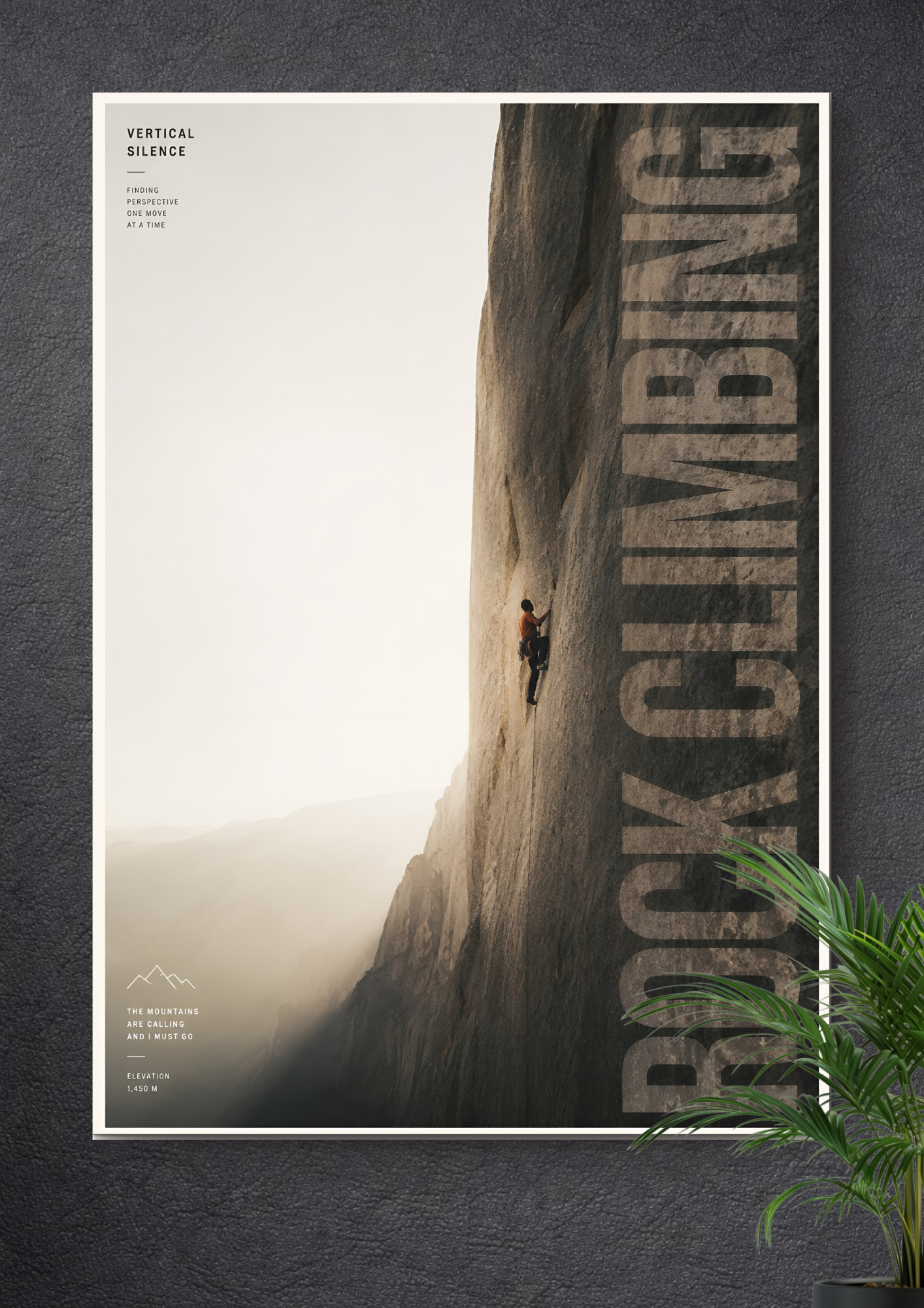 ROCK CLIMBING VERTICAL WALL ASCENT | MINIMALIST MOUNTAINSIDE ADVENTURE ART POSTER