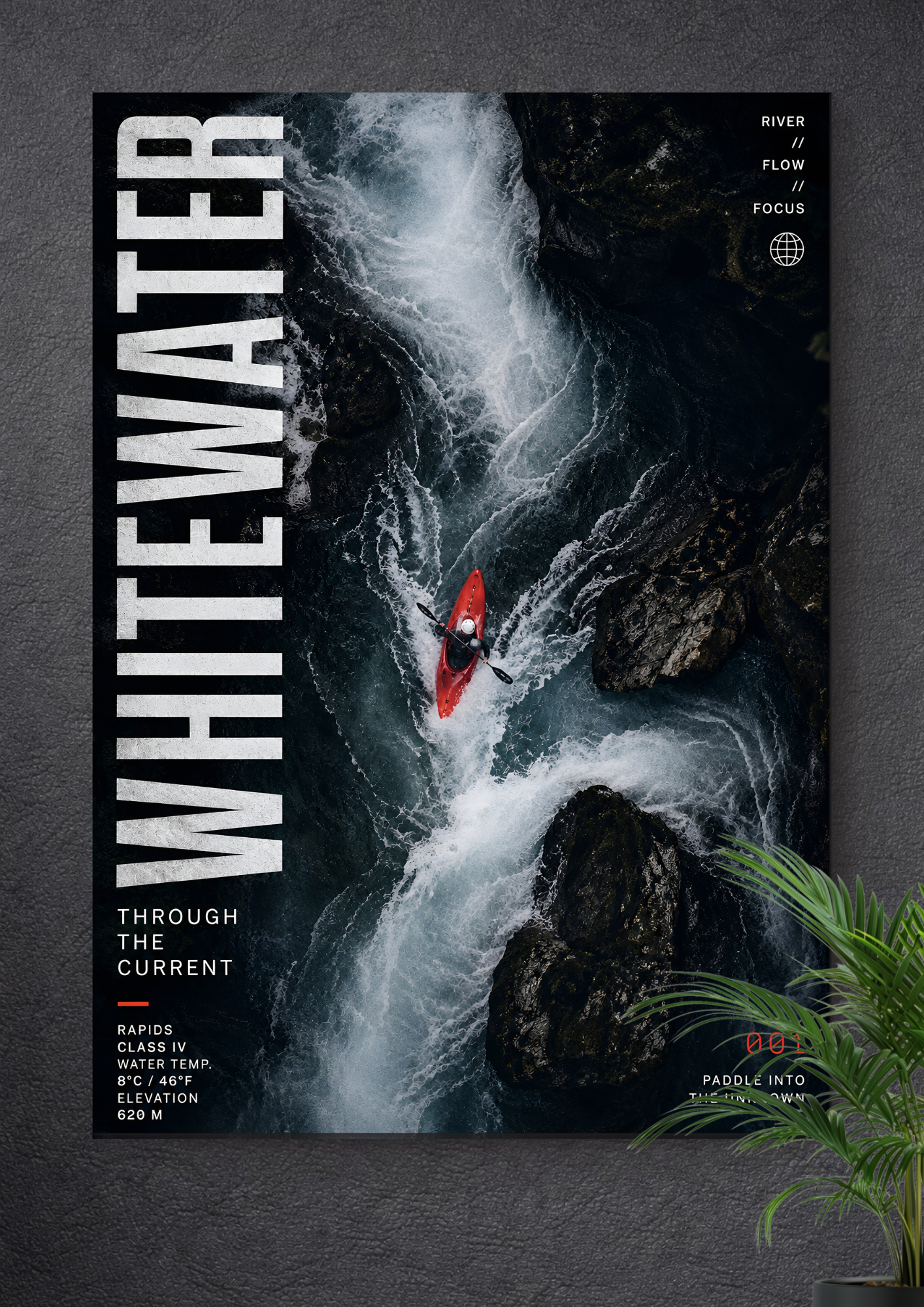 WHITEWATER KAYAKING RAPIDS | THROUGH THE CURRENT ADVENTURE ART POSTER