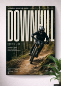 DOWNHILL MOUNTAIN BIKING RACING LINE | FOREST TRAIL EXTREME SPORTS ART POSTER