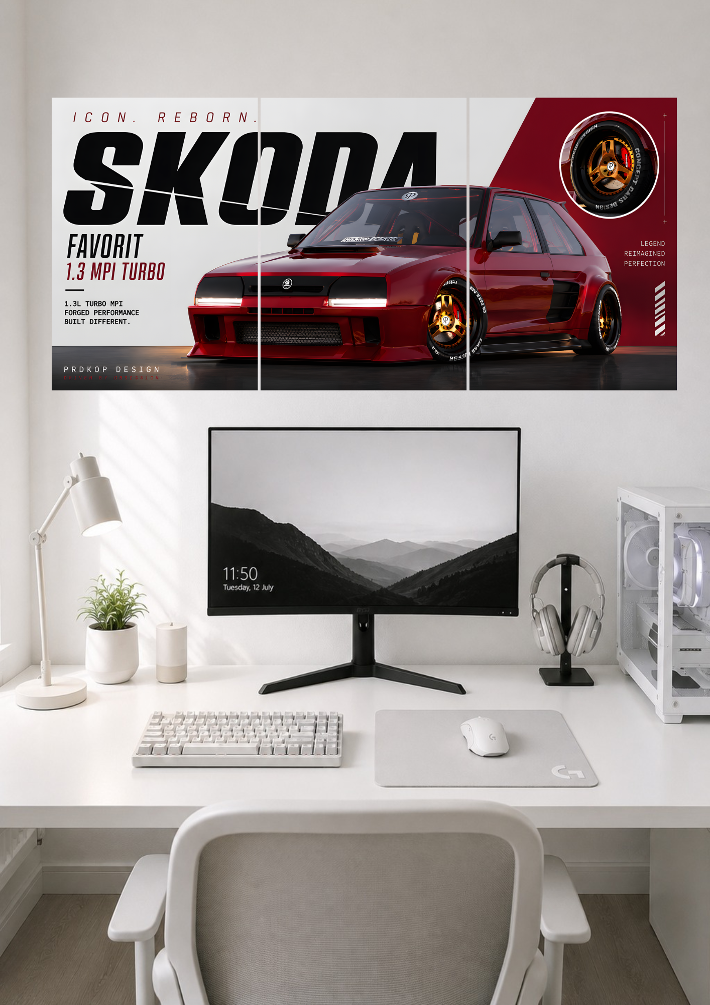 SKODA FAVORIT 1.3 MPI TURBO ICON REBORN LEGEND REIMAGINED PERFECTION | SPLIT POSTER