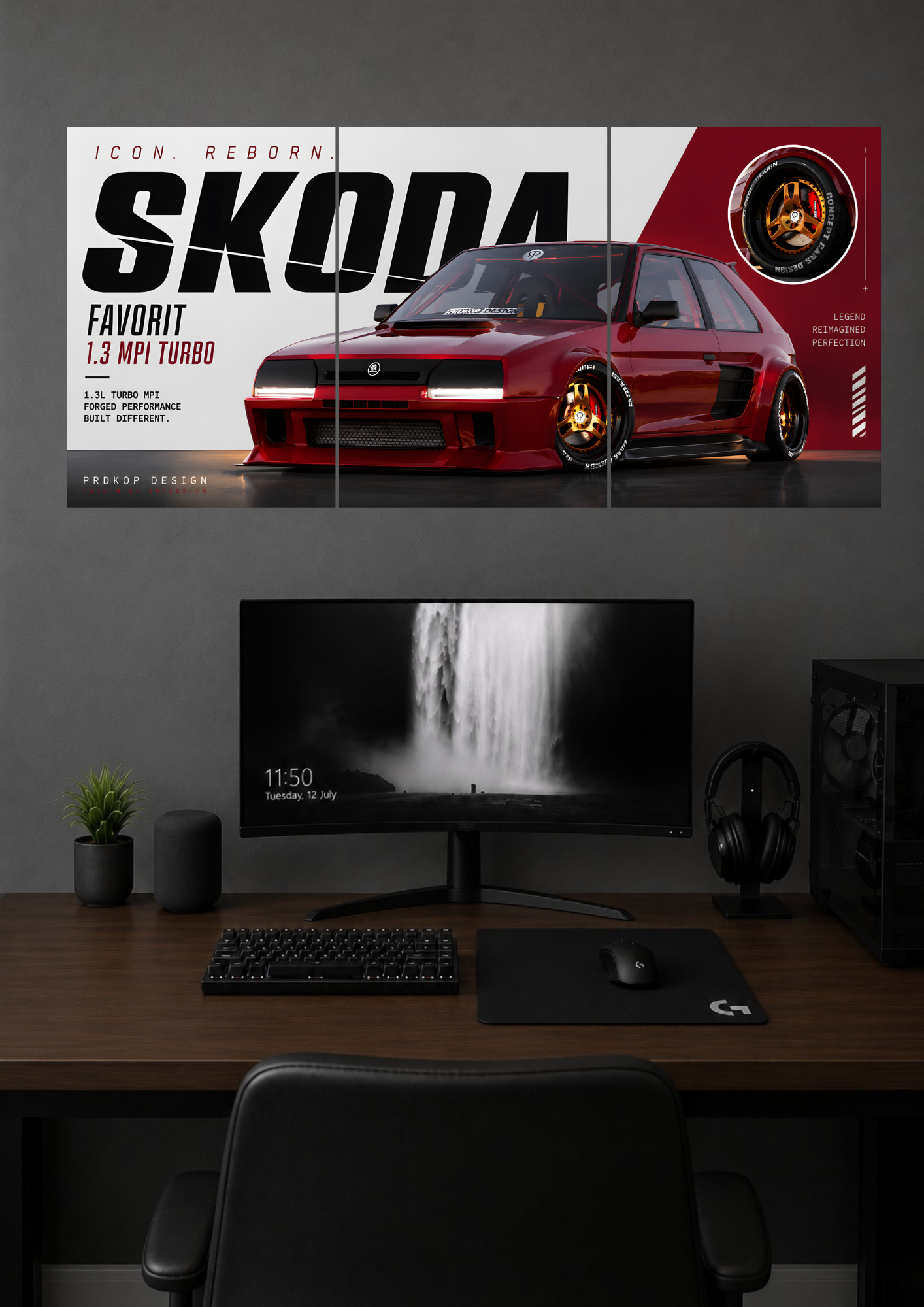 SKODA FAVORIT 1.3 MPI TURBO ICON REBORN LEGEND REIMAGINED PERFECTION | SPLIT POSTER