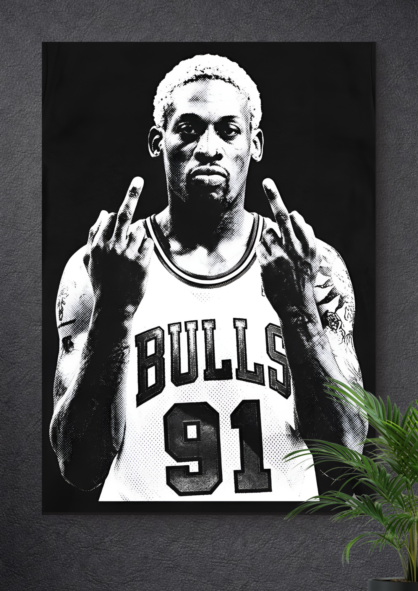 DENNIS RODMAN WALL ART – RETRO BASKETBALL PLAYER BAD BOY ILLUSTRATION FOR MAN CAVE & ROOM DECOR