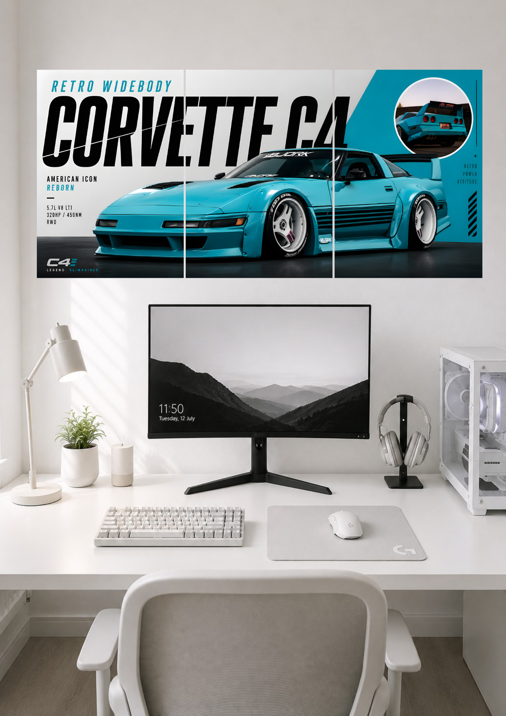 RETRO WIDEBODY CORVETTE C4 AMERICAN ICON REBORN | SPLIT POSTER