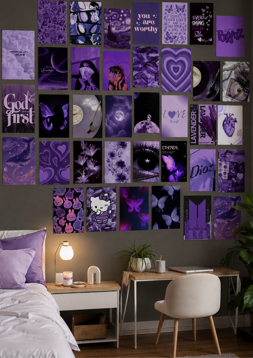 40-PIECE AESTHETIC WALL COLLAGE KIT | PURPLE AESTHETIC: MULTI-PACK WALL PRINT SET