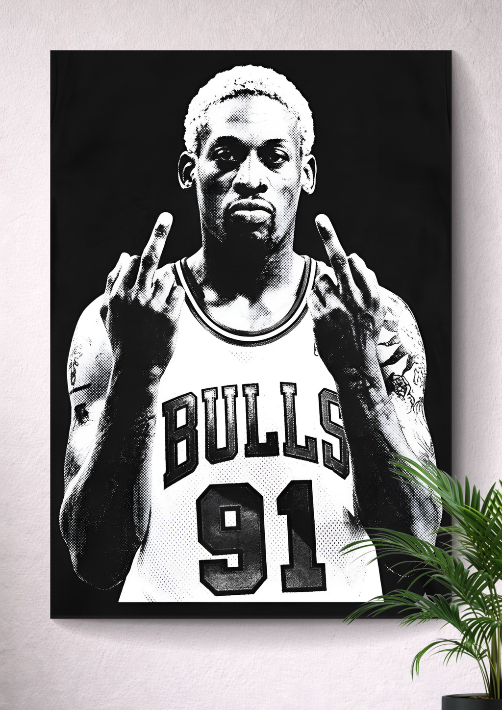DENNIS RODMAN WALL ART – RETRO BASKETBALL PLAYER BAD BOY ILLUSTRATION FOR MAN CAVE & ROOM DECOR