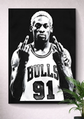 DENNIS RODMAN WALL ART – RETRO BASKETBALL PLAYER BAD BOY ILLUSTRATION FOR MAN CAVE & ROOM DECOR