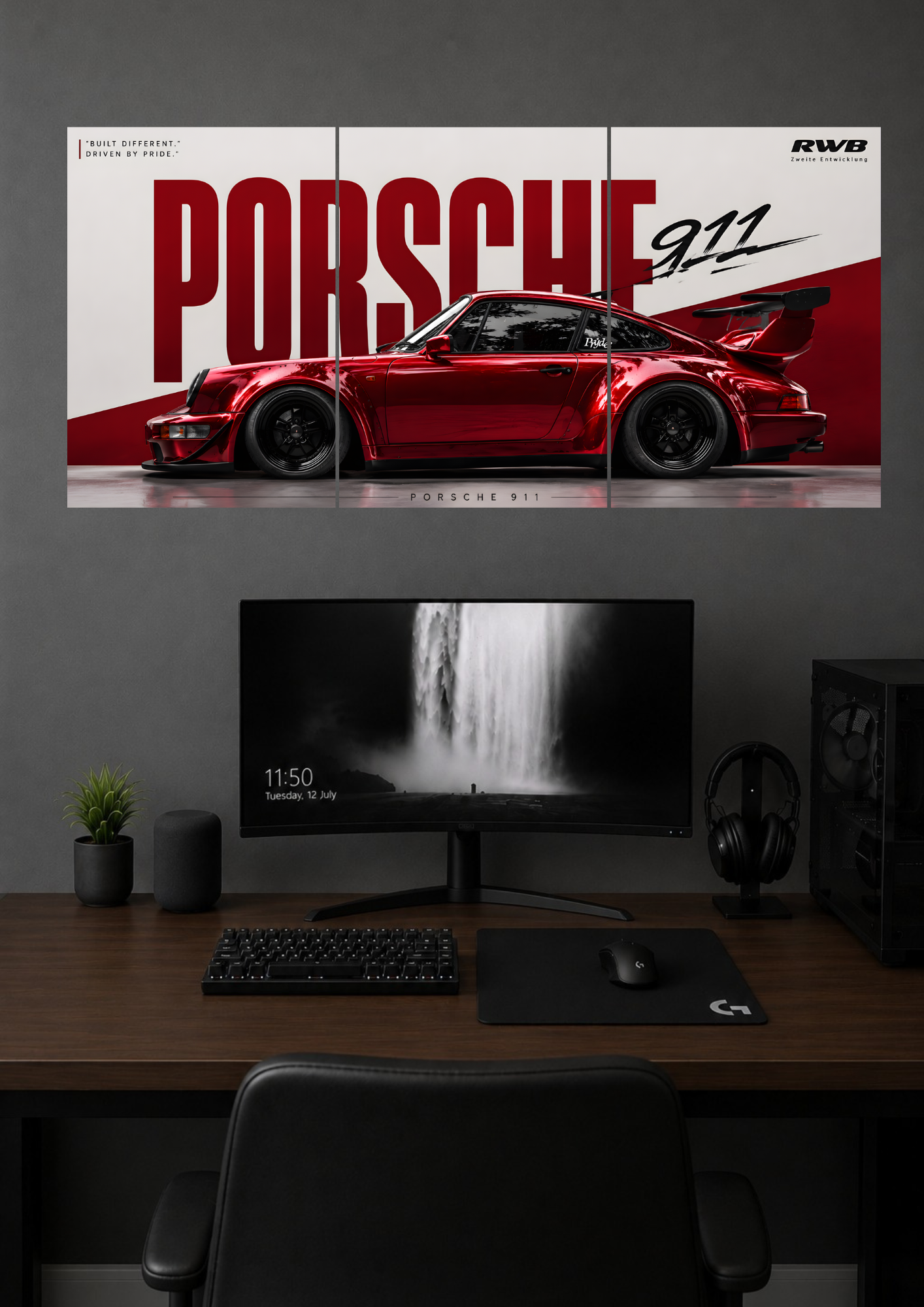 PORSCHE 911 RWB RED SUPERCAR WALL POSTER
