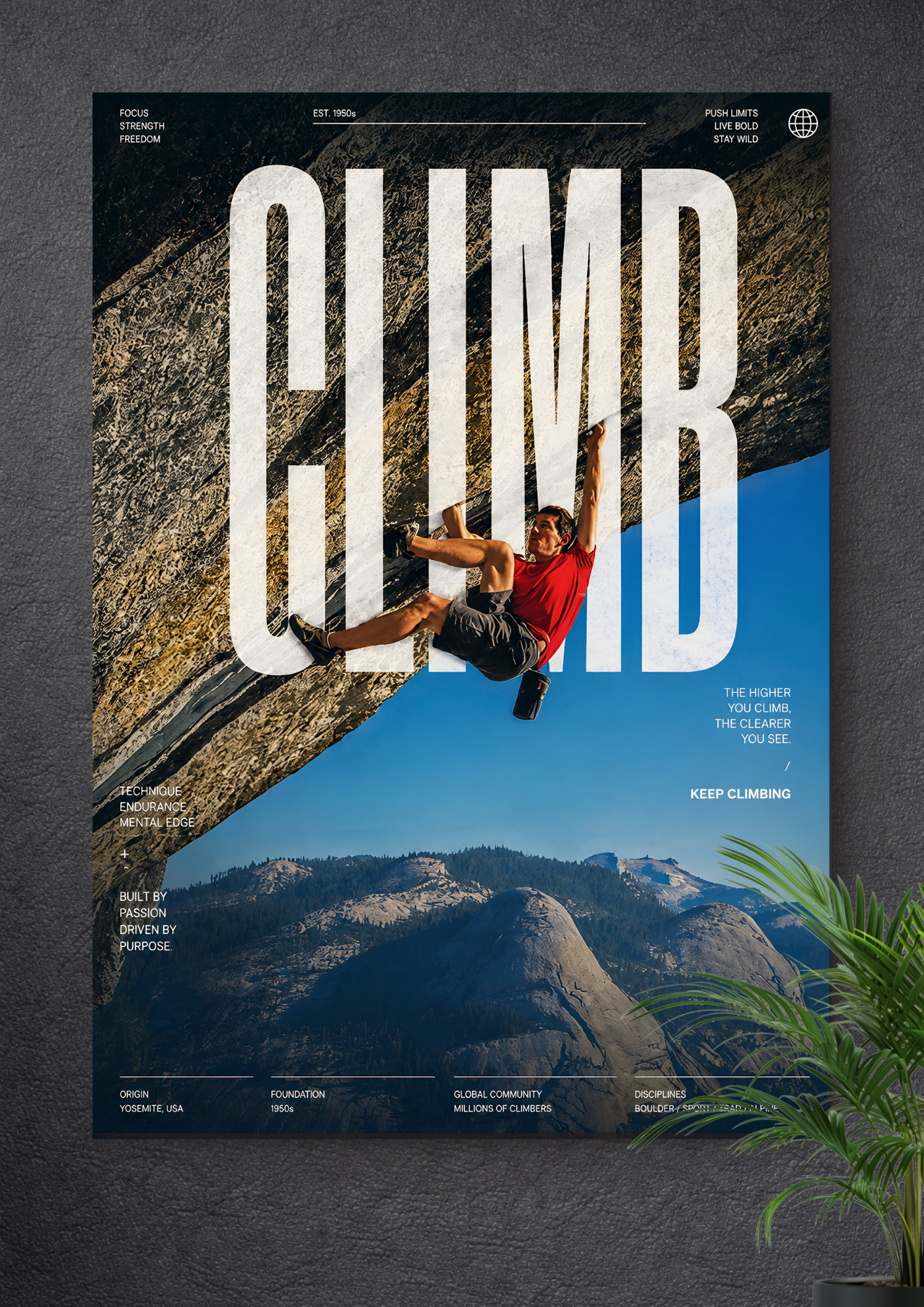 YOSEMITE FREE SOLO | ROCK CLIMBING OVERHANG ART POSTER
