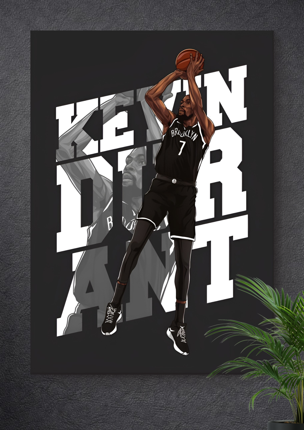 BROOKLYN NETS KEVIN DURANT POSTER PRINT – ICONIC TYPOGRAPHY BASKETBALL CANVAS ARTWORK