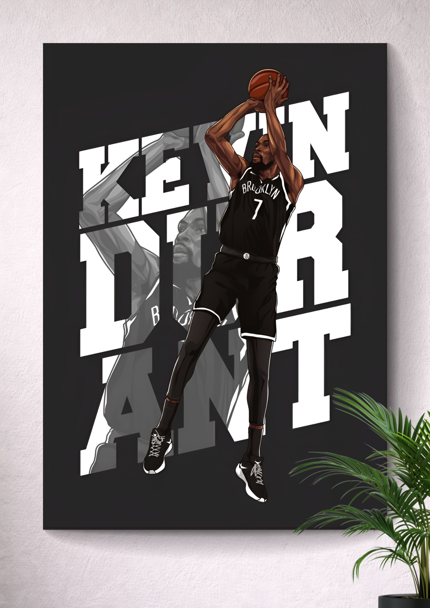 BROOKLYN NETS KEVIN DURANT POSTER PRINT – ICONIC TYPOGRAPHY BASKETBALL CANVAS ARTWORK