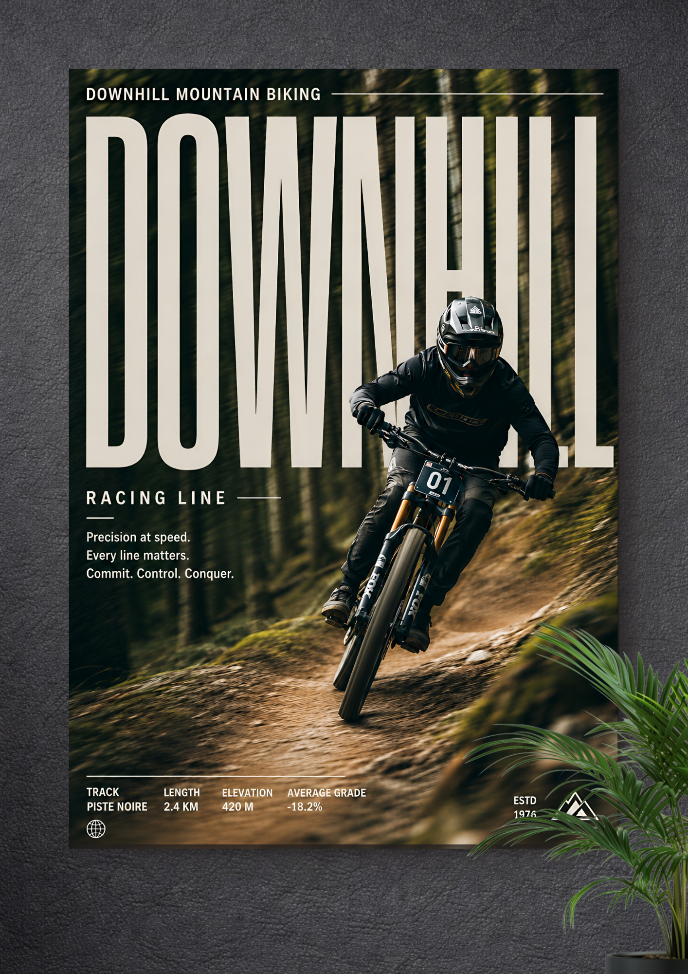 DOWNHILL MOUNTAIN BIKING | FOREST TRAIL RACING ART POSTER
