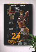 KOBE BRYANT INFOGRAPHIC MEMORIAL POSTER – LOS ANGELES LAKERS #24 #8 RETRO CANVAS ART PRINT
