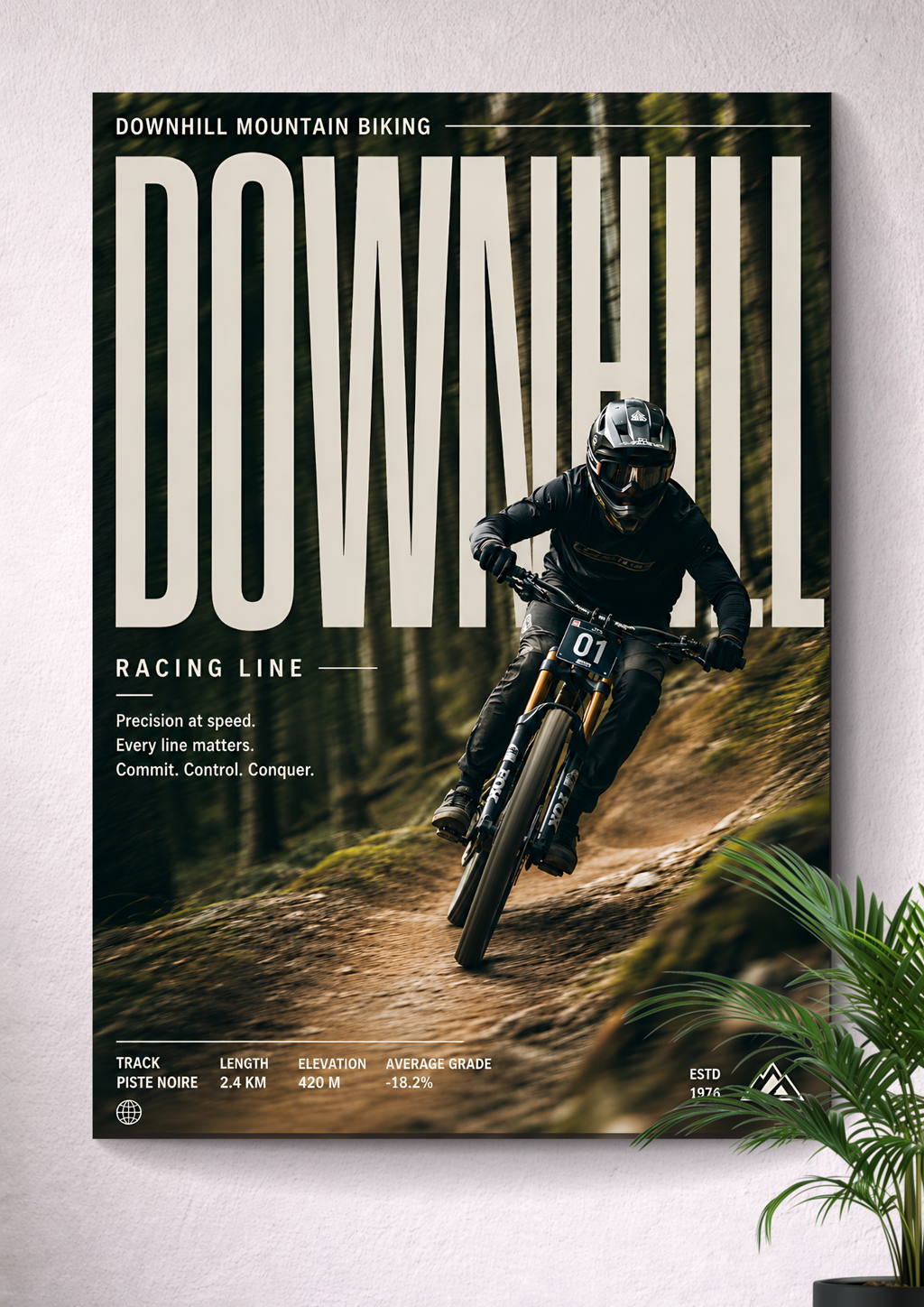 DOWNHILL MOUNTAIN BIKING | FOREST TRAIL RACING ART POSTER