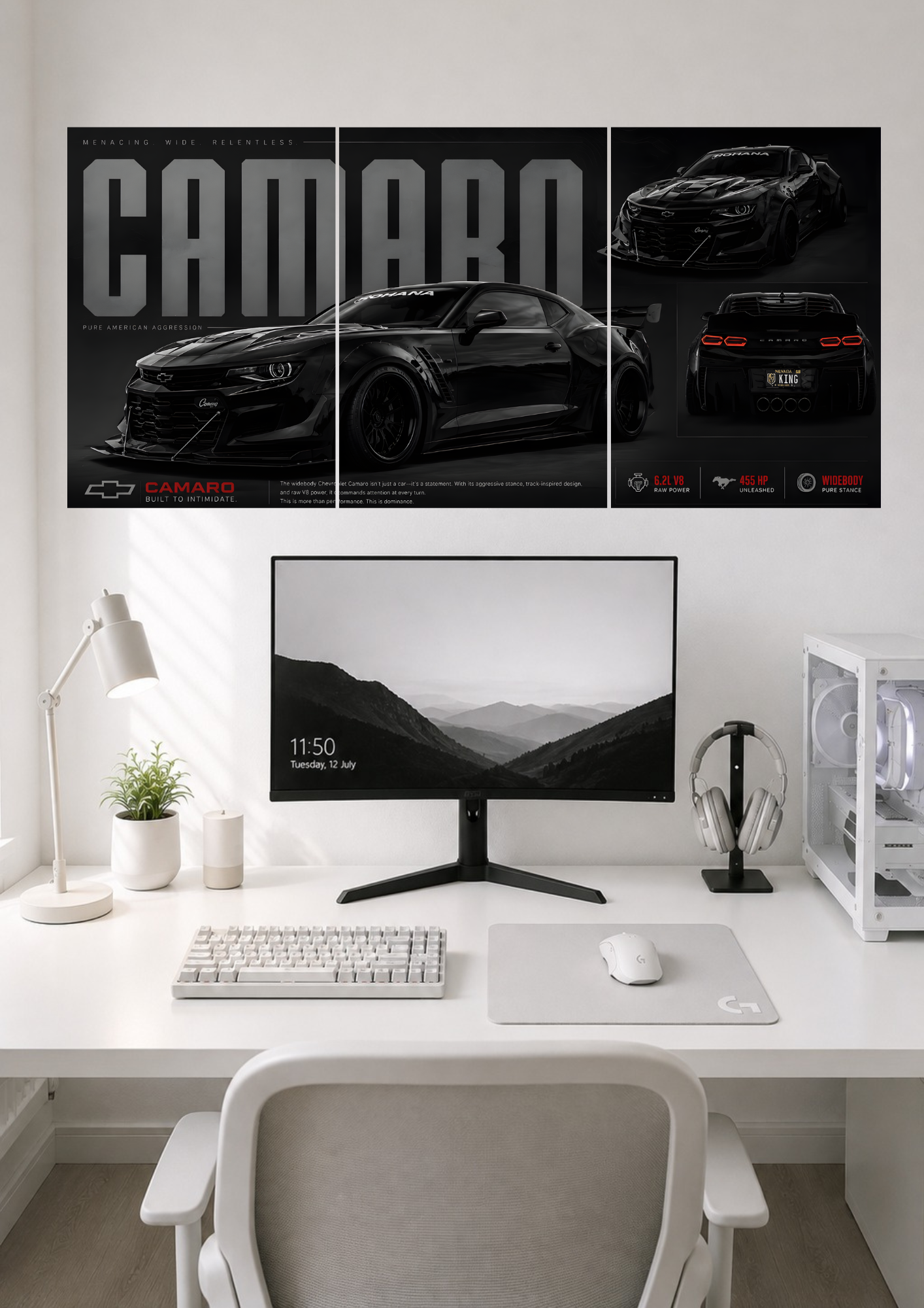 CHEVROLET CAMARO WIDEBODY TRIPTYCH CANVAS POSTER | SPLIT POSTER