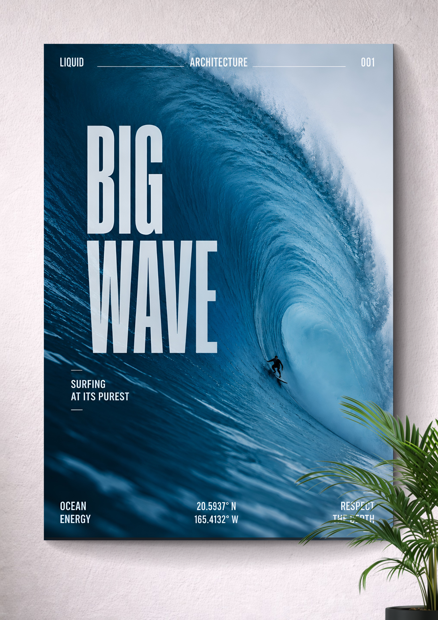 BIG WAVE SURFING | BARREL WAVE OCEAN ART POSTER