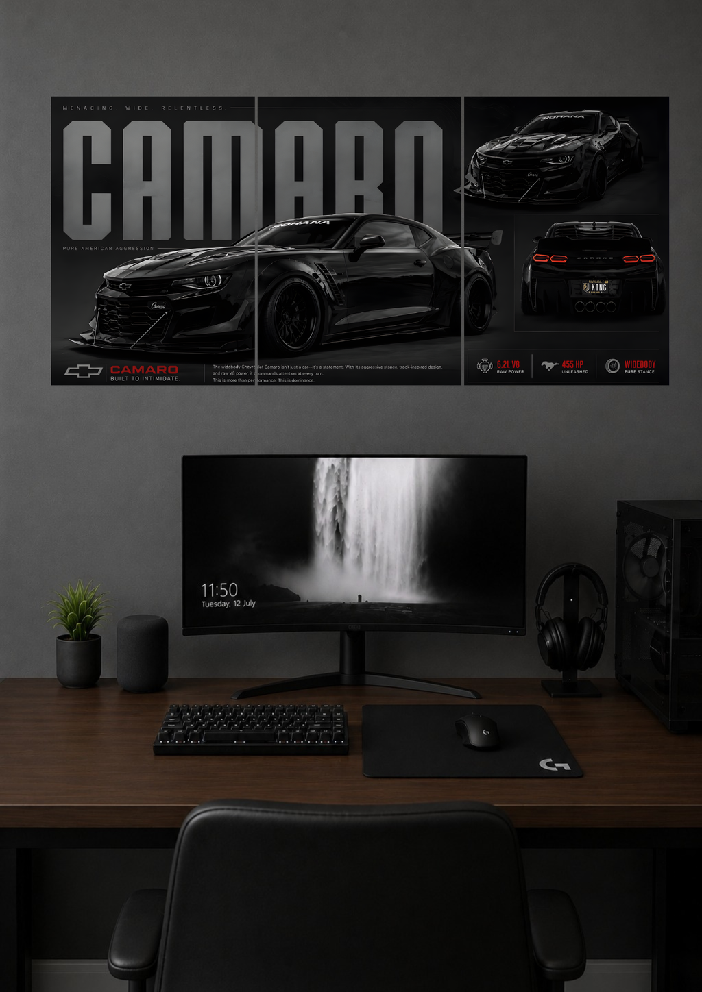 CHEVROLET CAMARO WIDEBODY TRIPTYCH CANVAS POSTER | SPLIT POSTER