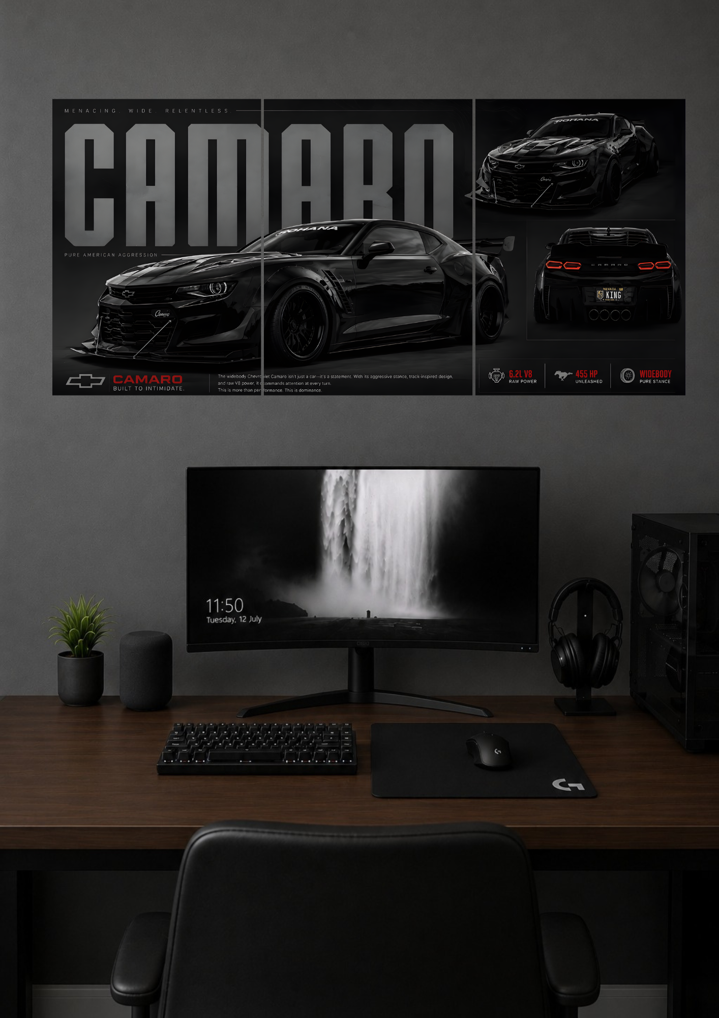CHEVROLET CAMARO WIDEBODY TRIPTYCH CANVAS POSTER | SPLIT POSTER