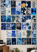 MIDNIGHT INDIGO: 40-PIECE DEEP BLUE AESTHETIC WALL COLLAGE KIT | ELECTRIC OCEAN: CURATED COBALT ROOM DECOR BUNDLE