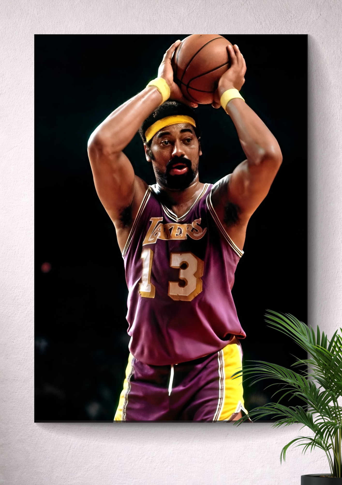 LOS ANGELES LAKERS WILT CHAMBERLAIN POSTER PRINT – ICONIC NBA LEGEND CANVAS ARTWORK