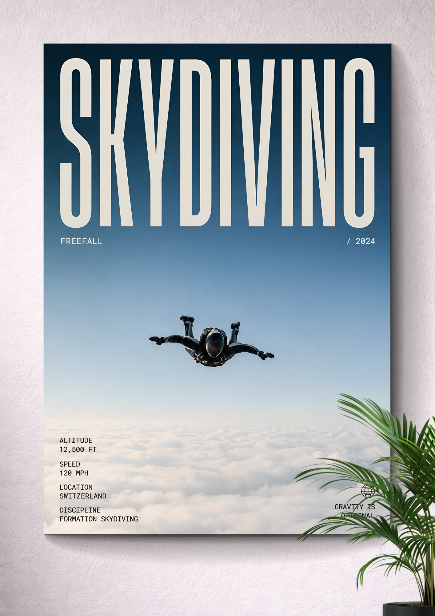 SKYDIVING FREEFALL | MINIMALIST ALTAIR SKY ADVENTURE ART POSTER