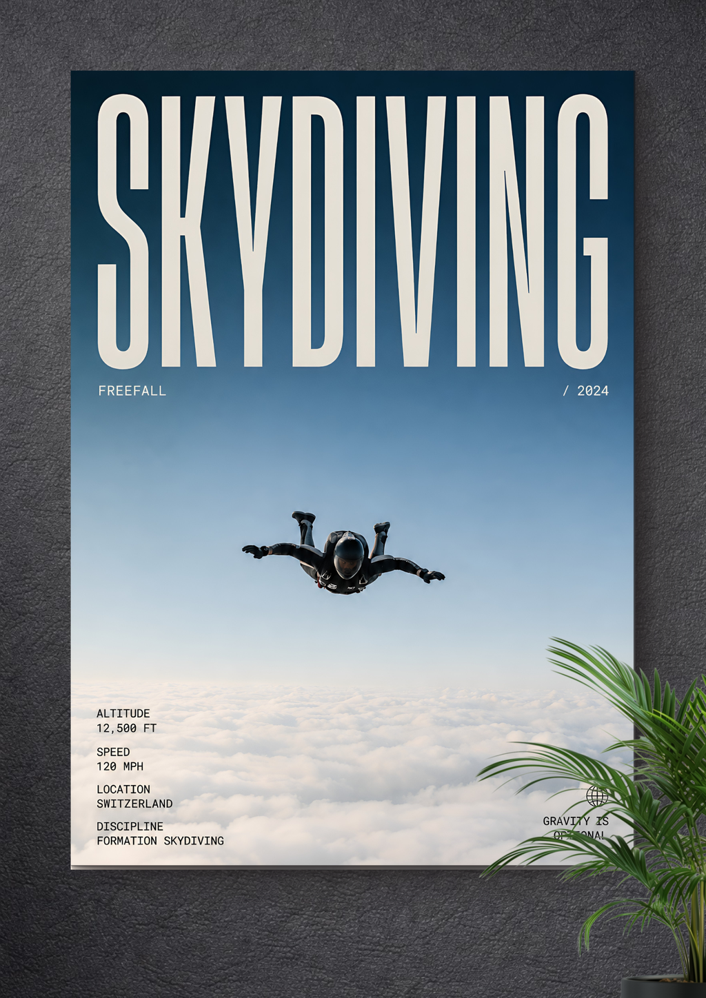 SKYDIVING FREEFALL | MINIMALIST ALTAIR SKY ADVENTURE ART POSTER