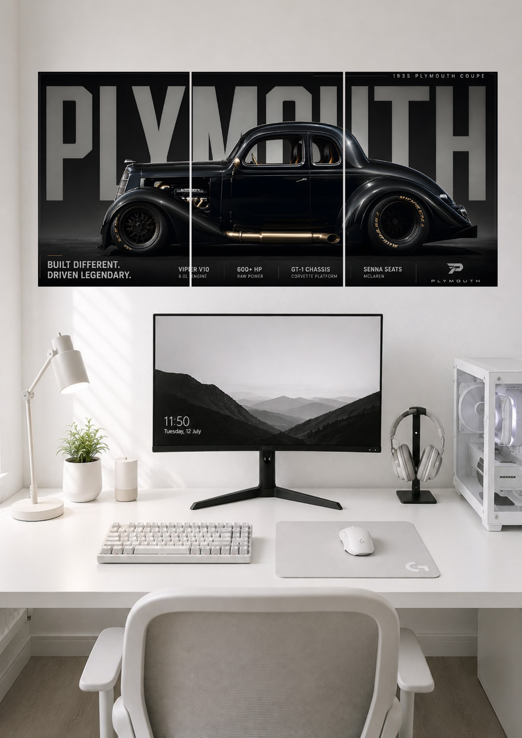 1935 PLYMOUTH COUPE HOT ROD TRIPTYCH CANVAS POSTER | SPLIT POSTER