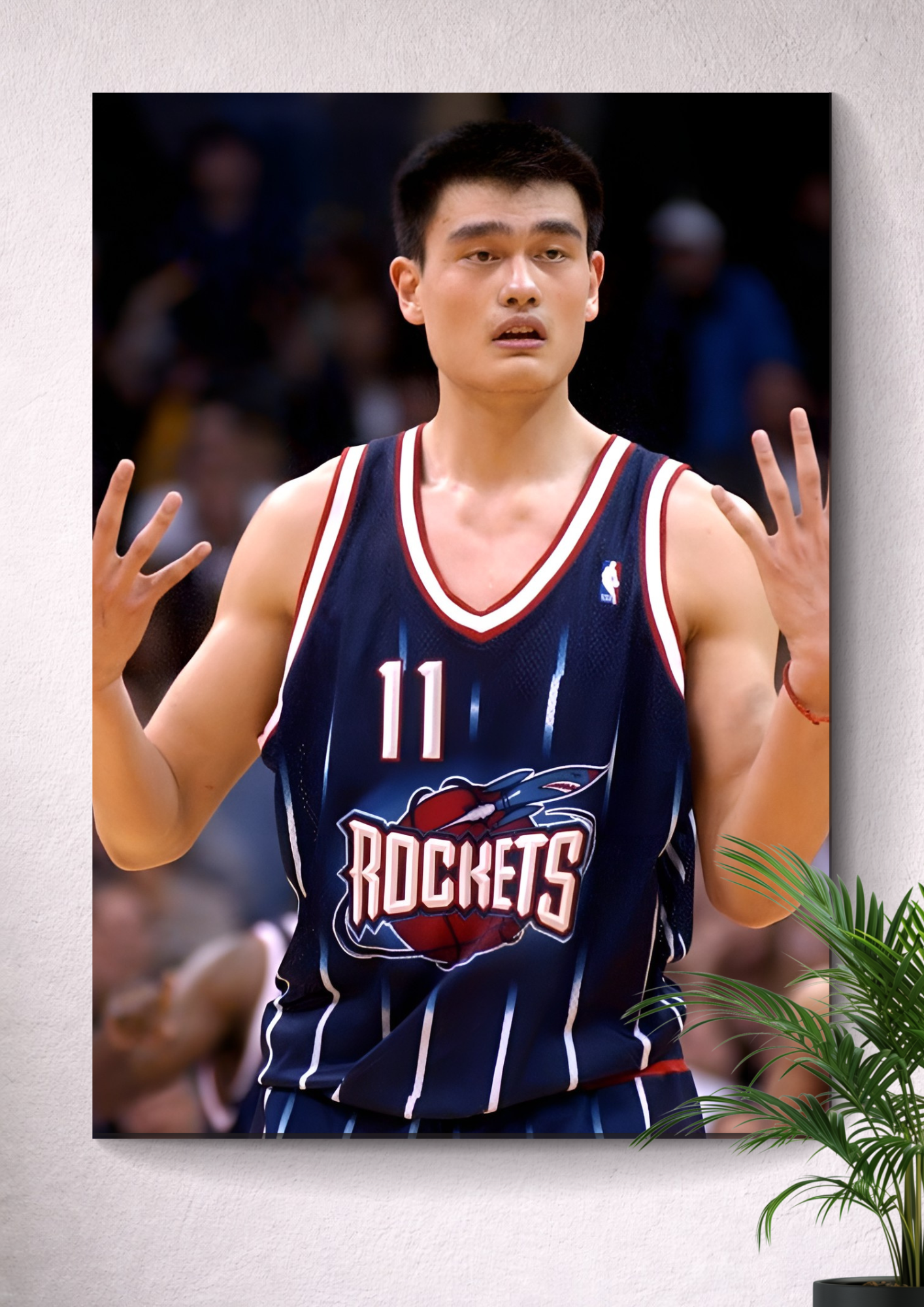 YAO MING HOUSTON ROCKETS POSTER – #11 VINTAGE PINSTRIPE JERSEY NBA CANVAS ART PRINT