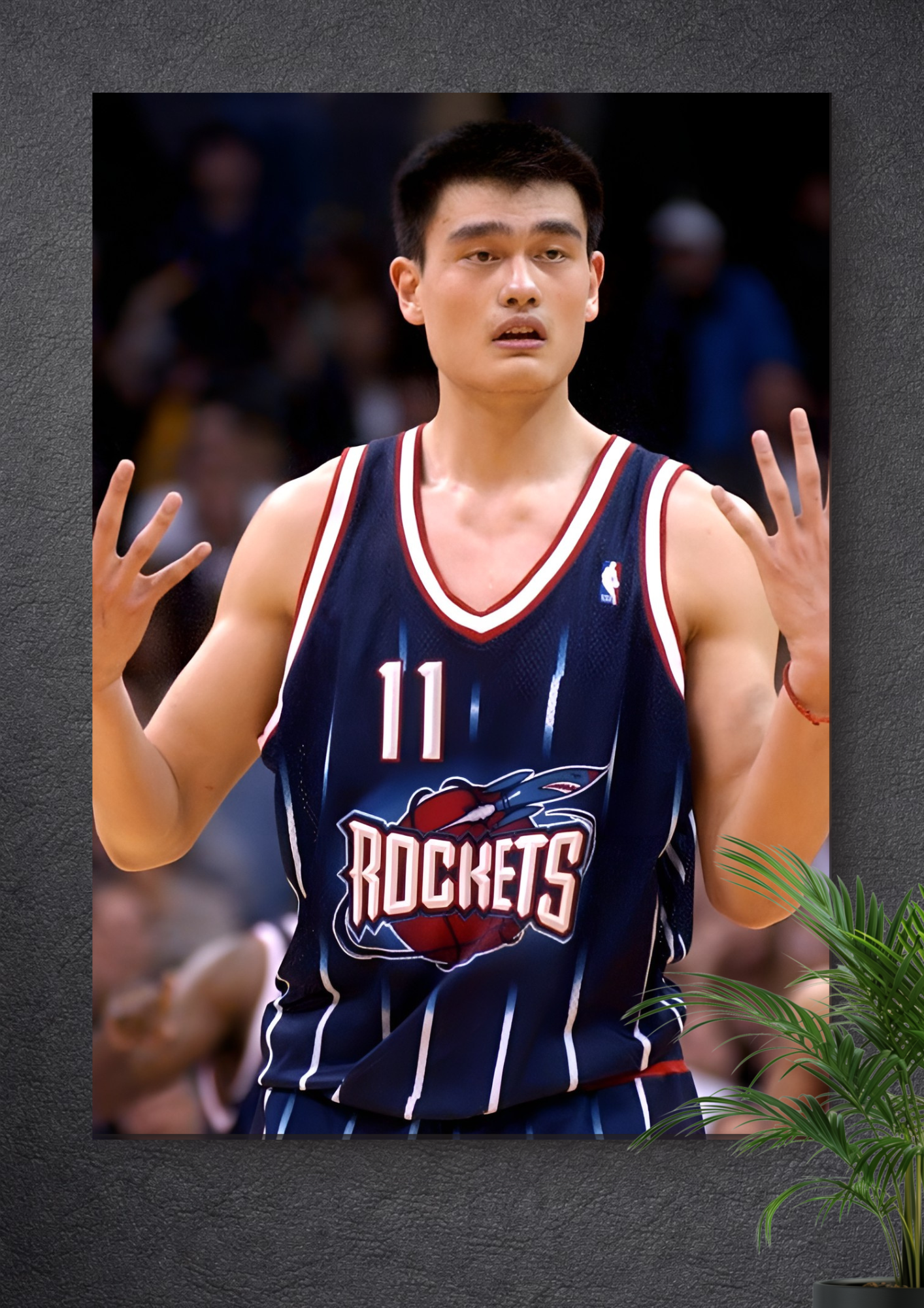 YAO MING HOUSTON ROCKETS POSTER – #11 VINTAGE PINSTRIPE JERSEY NBA CANVAS ART PRINT
